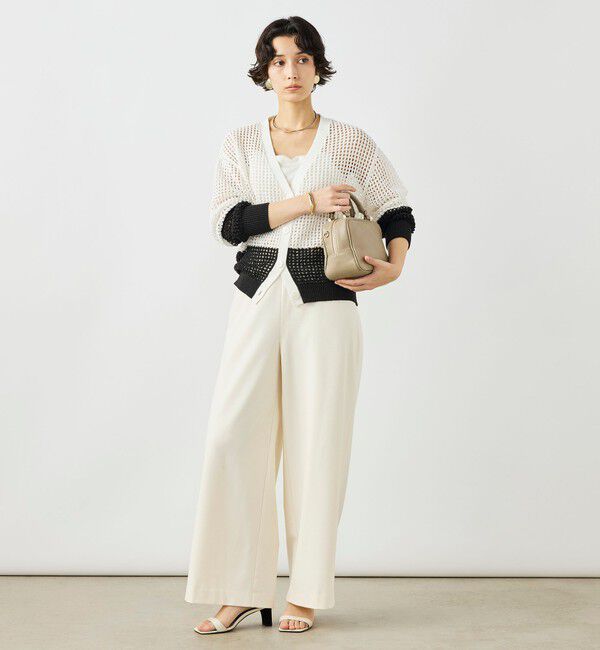 NOLLEY'S「《手洗い可能》テープメッシュ編Vネックカーディガン」|カーディガン|