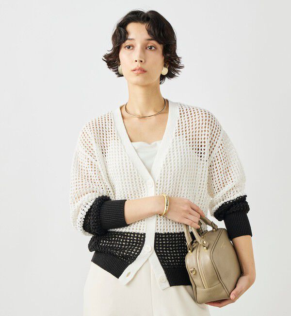 NOLLEY'S「《手洗い可能》テープメッシュ編Vネックカーディガン」|カーディガン|
