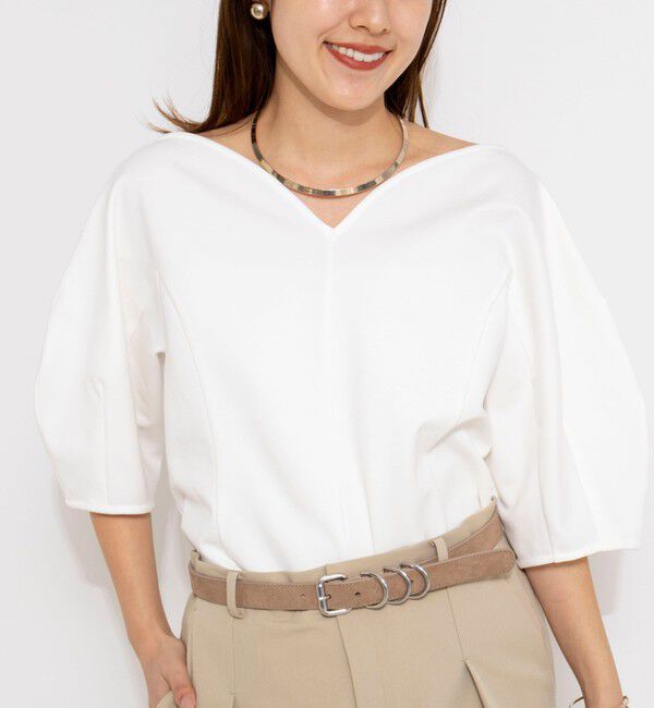 NOLLEY'S「【WEB限定】ウォッシャブルハートネックカットソー」|Tシャツ・カットソー|オフホワイト