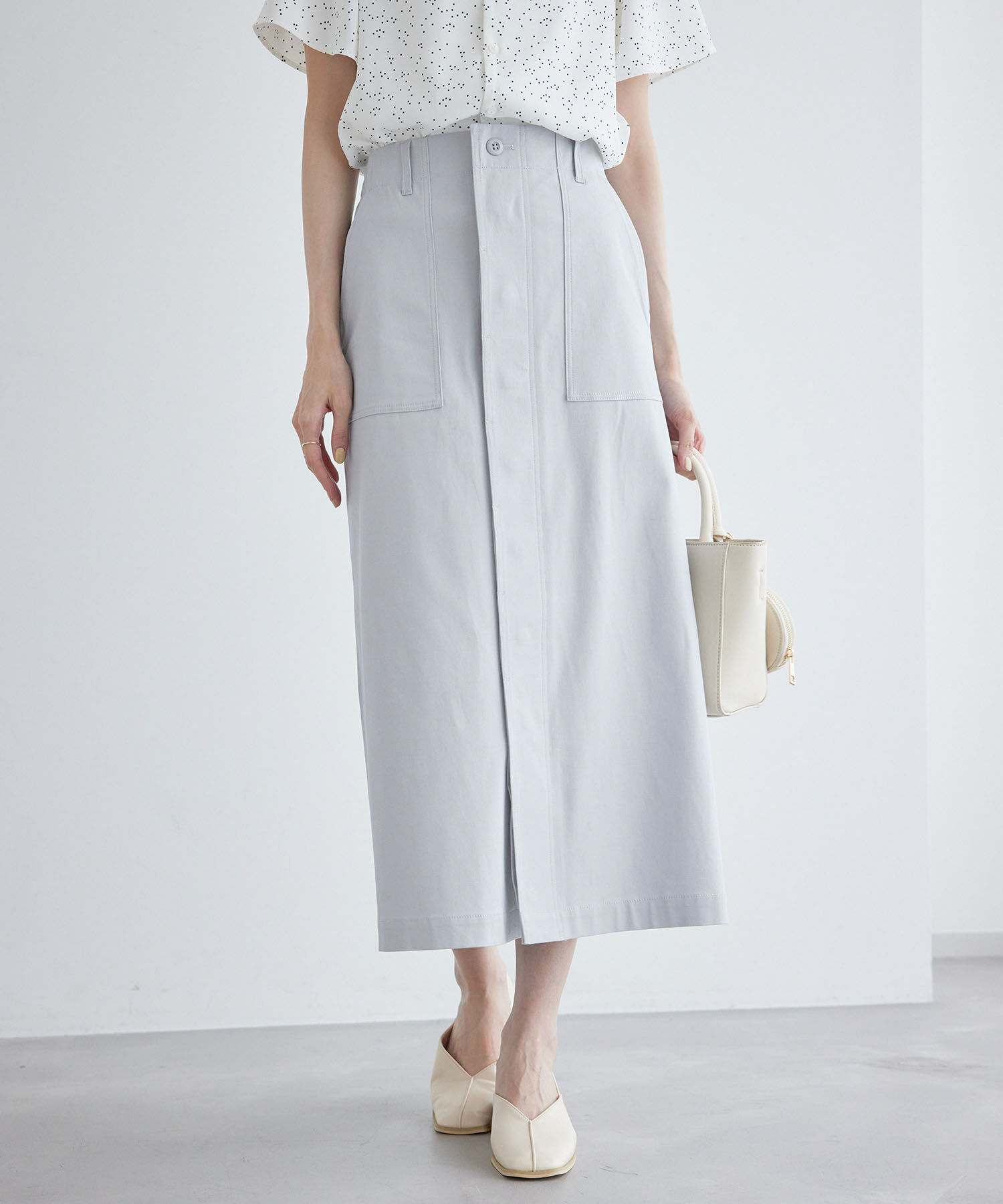 Rope&rsquo;Picnic「ミリタリーベイカースカート/防汚加工」|スカート|サックス(48)