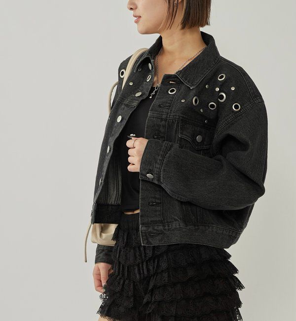  「【UNISEX/ユニセックス】アイレットデニムジャケット」|ブルゾン・スタジャン|