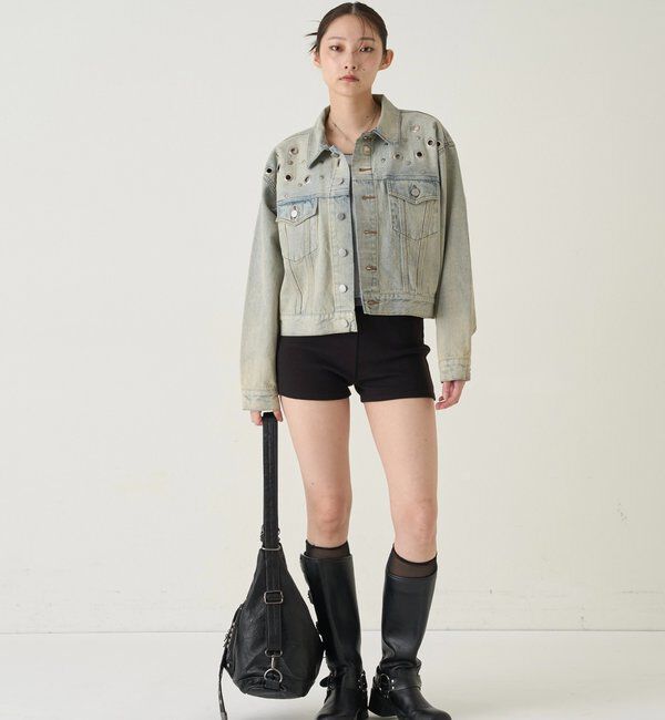  「【UNISEX/ユニセックス】アイレットデニムジャケット」|ブルゾン・スタジャン|