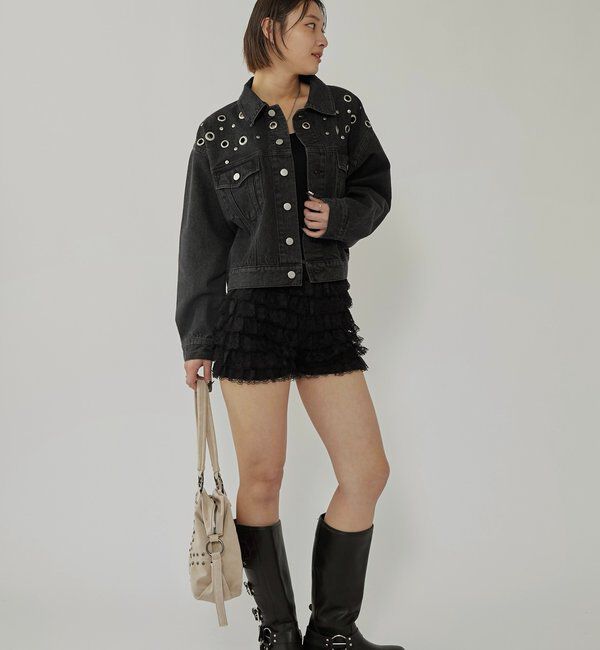  「【UNISEX/ユニセックス】アイレットデニムジャケット」|ブルゾン・スタジャン|