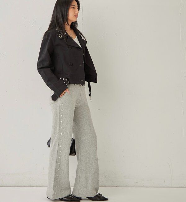  「スウェットミディフレアスタッズパンツ」|チノ|