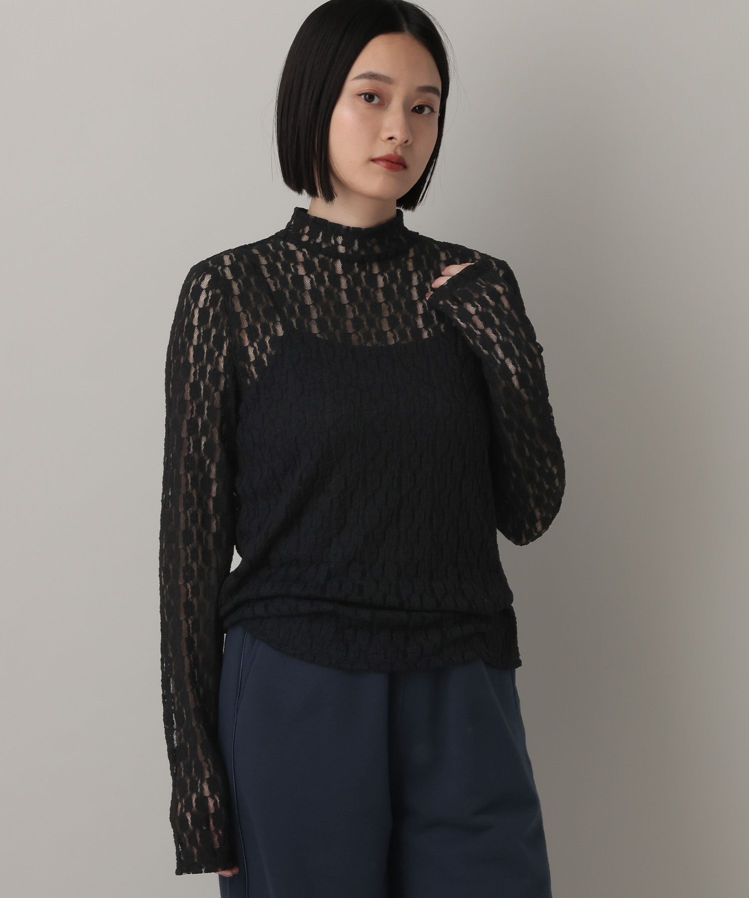 A part by 「ハイネックレースカットプルオーバー_長袖」|Tシャツ・カットソー|
