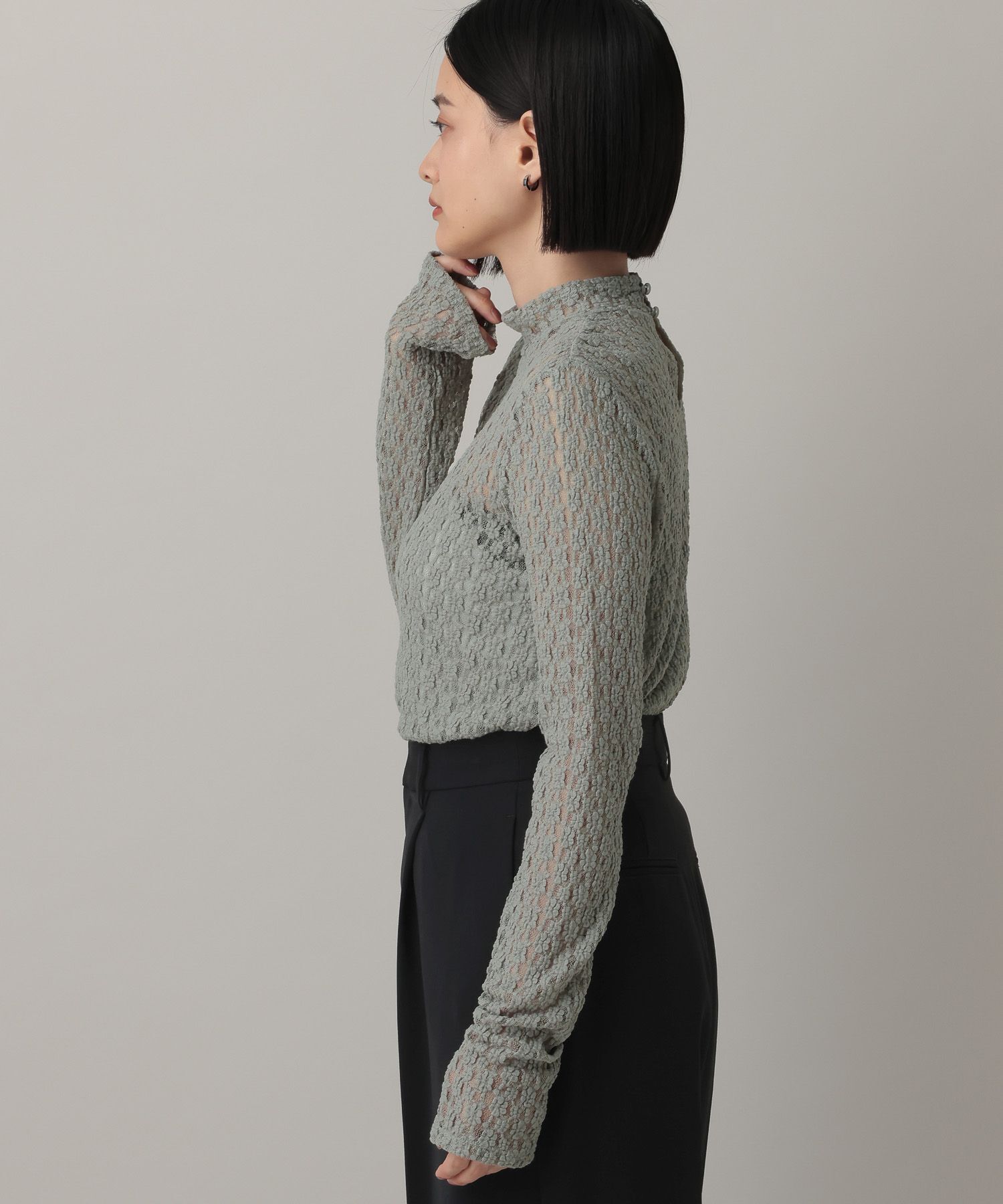 A part by 「ハイネックレースカットプルオーバー_長袖」|Tシャツ・カットソー|