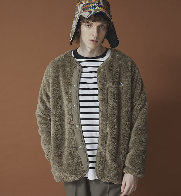 ABAHOUSE「【KELTY / ケルティ】別注 ノーカラー フリース ボア オーバーサイズ ブ」|ブルゾン・スタジャン|