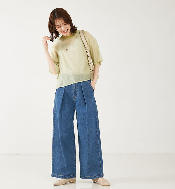abahouse mavie「タックワイドデニム」|デニム|