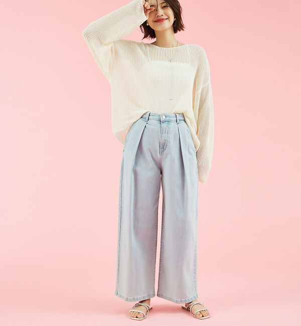 abahouse mavie「タックワイドデニム」|デニム|