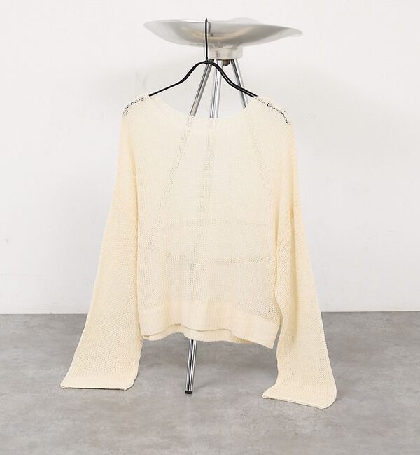 abahouse mavie「【リネンライク】シアーニットプルオーバー/春服/夏服/レイヤード/長袖【予約】」|ニット・セーター|アイボリー