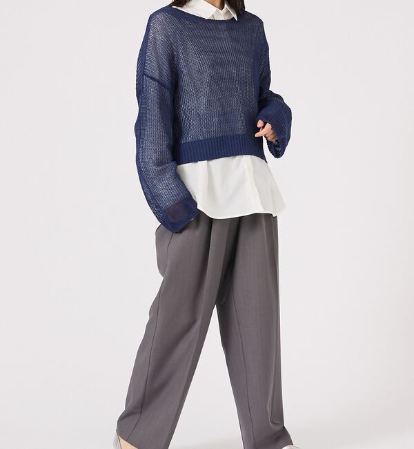 abahouse mavie「【リネンライク】シアーニットプルオーバー/春服/夏服/レイヤード/長袖【予約】」|ニット・セーター|