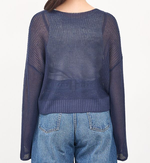 abahouse mavie「【リネンライク】シアーニットプルオーバー/春服/夏服/レイヤード/長袖【予約】」|ニット・セーター|