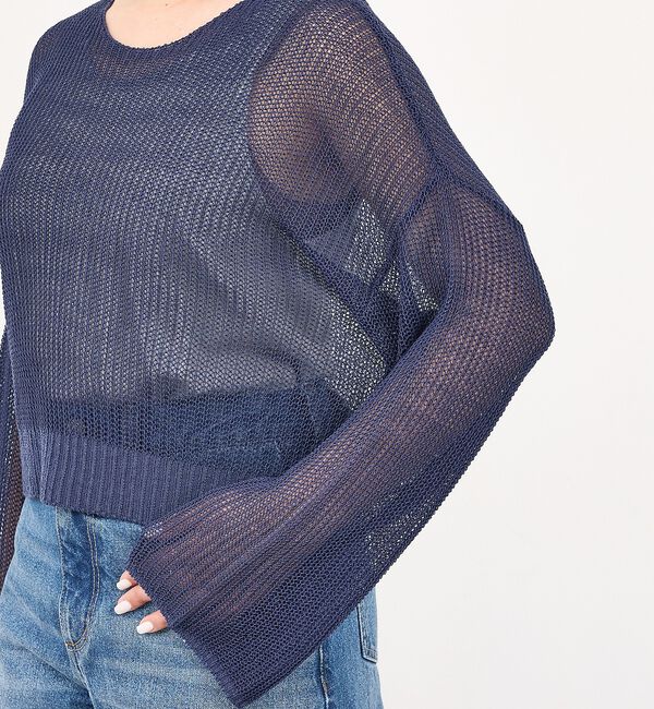 abahouse mavie「【リネンライク】シアーニットプルオーバー/春服/夏服/レイヤード/長袖【予約】」|ニット・セーター|