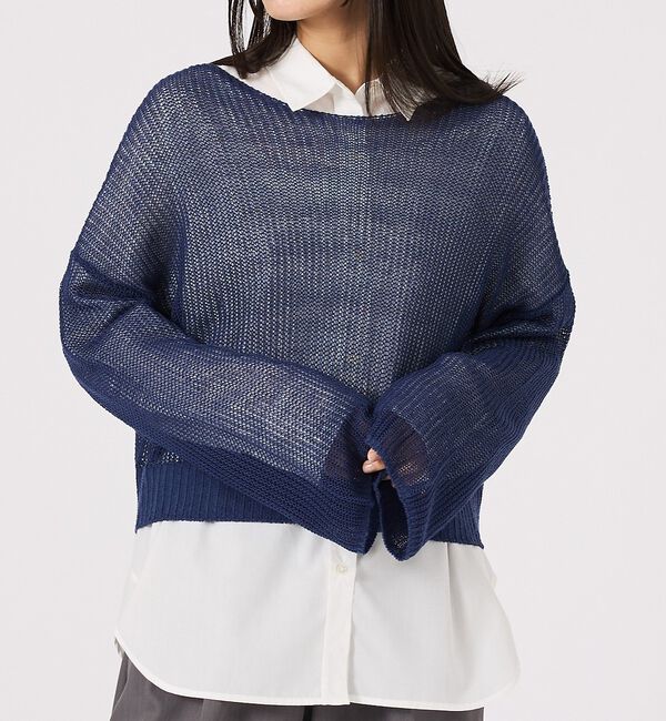 abahouse mavie「【リネンライク】シアーニットプルオーバー/春服/夏服/レイヤード/長袖【予約】」|ニット・セーター|