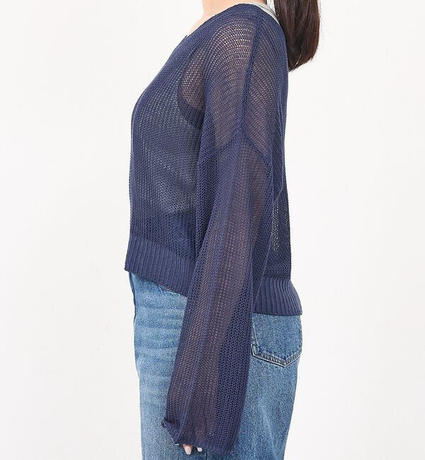 abahouse mavie「【リネンライク】シアーニットプルオーバー/春服/夏服/レイヤード/長袖【予約】」|ニット・セーター|