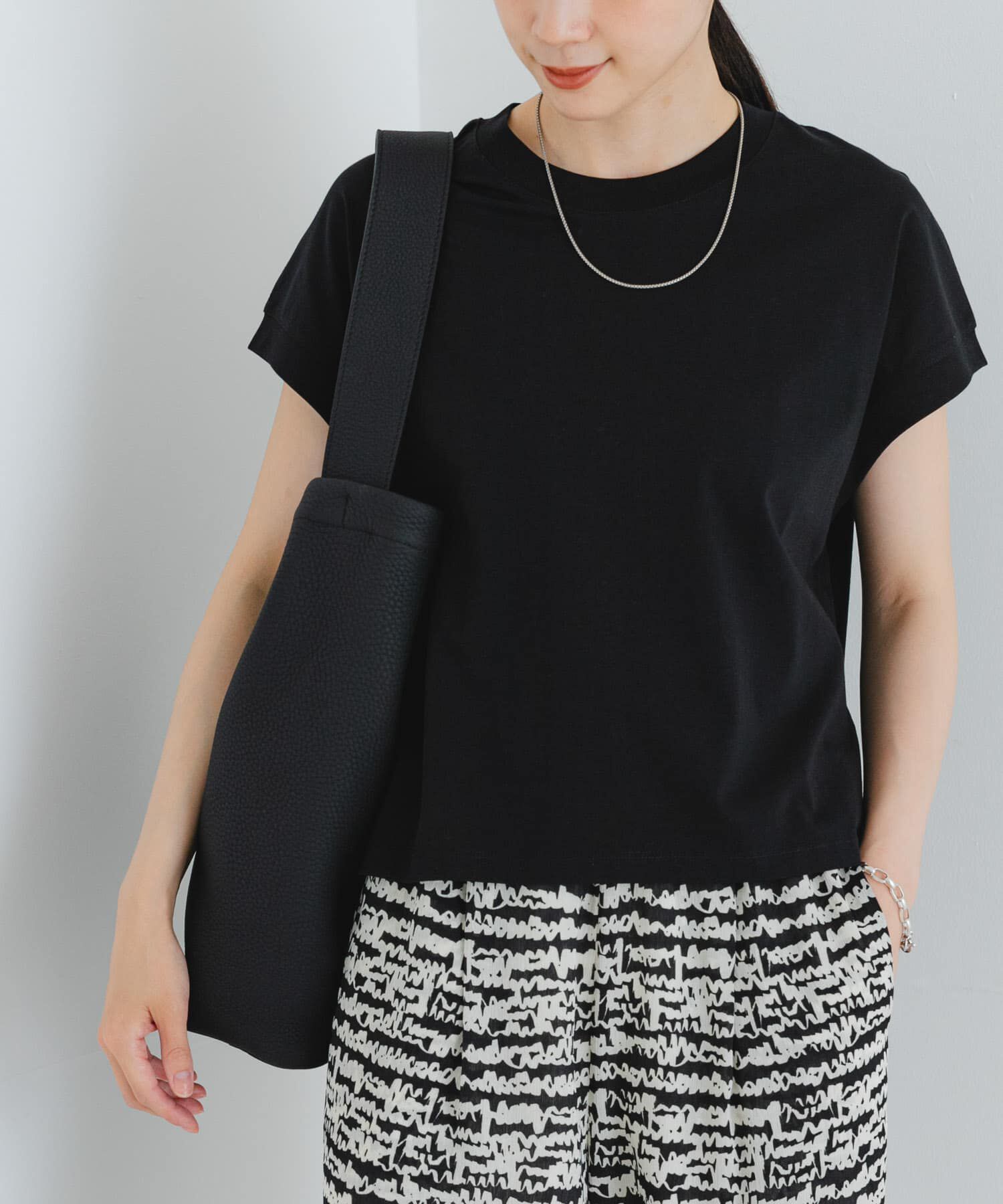 URBAN RESEARCH「スーピマコットンフレンチスリーブカットソー」|Tシャツ・カットソー|ブラック