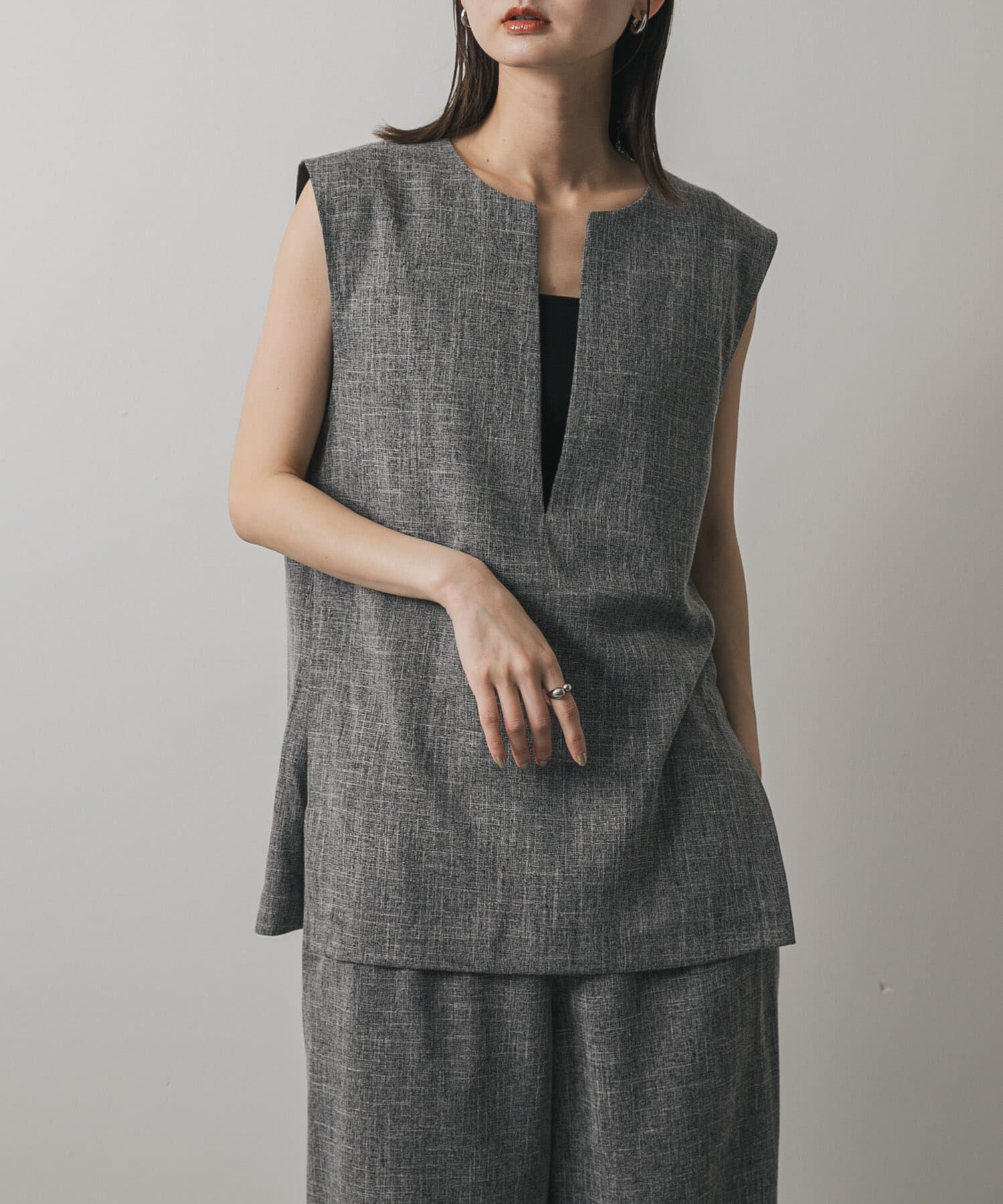 SENSE OF PLACE by URBAN RESEARCH「スキッパーツイードベスト」|ベスト・ジレ|ブラック