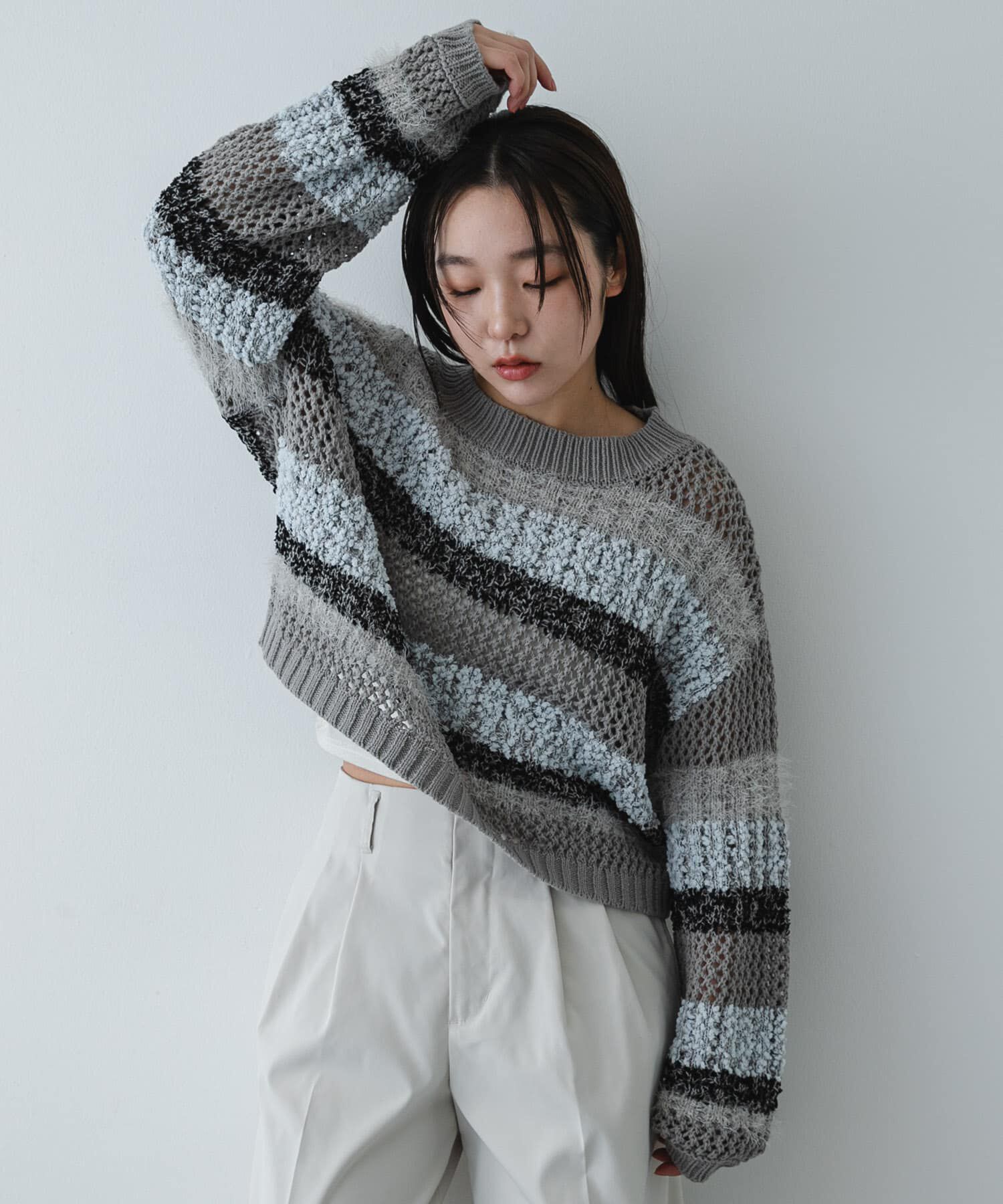 SENSE OF PLACE by URBAN RESEARCH「『洗濯可』ミックスヤーンワイドボーダーニット」|ニット・セーター|