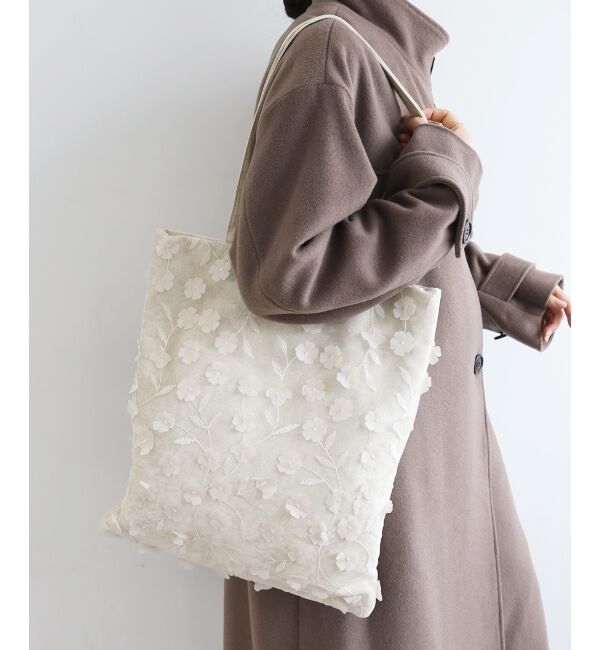 le.coeur blanc「チュールフラワーシンプルトート」|トートバッグ|