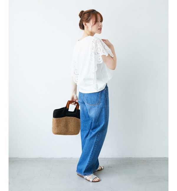  「《手洗い可能》スカラップレーススリーブカットソー」|Tシャツ・カットソー|