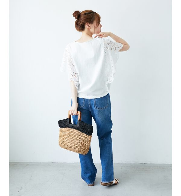 「《手洗い可能》スカラップレーススリーブカットソー」|Tシャツ・カットソー|