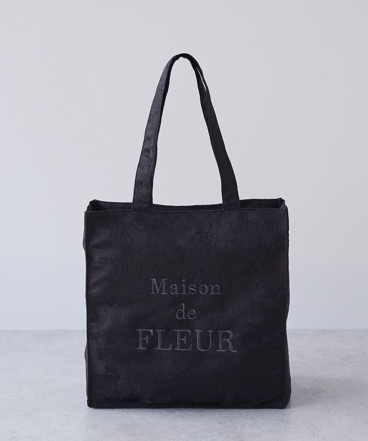 Maison de FLEUR「ブランドロゴ刺繍ジャカードスクエアトート」|トートバッグ|ブラック