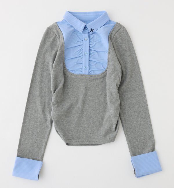  「ロゴ刺繍レイヤードトップス」|プルオーバー|