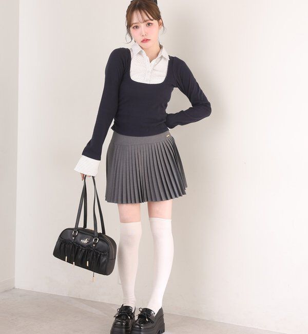  「ロゴ刺繍レイヤードトップス」|プルオーバー|