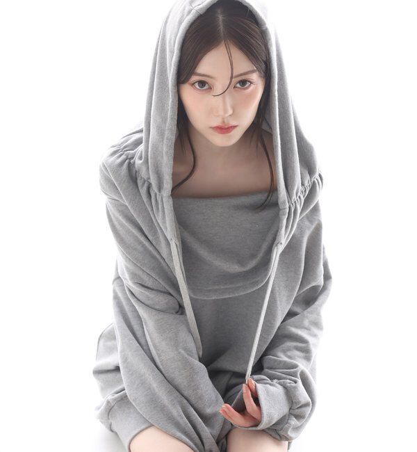  「オフショルパーカーワンピ」|ワンピース|