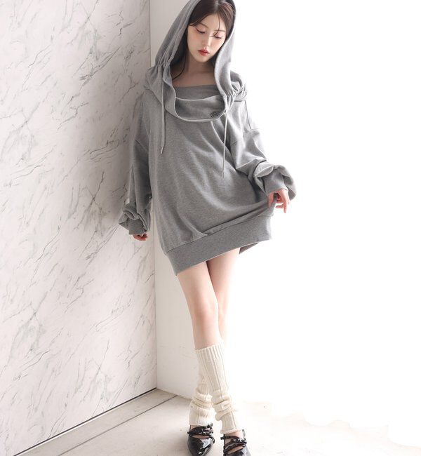  「オフショルパーカーワンピ」|ワンピース|