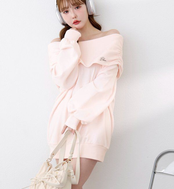  「オフショルパーカーワンピ」|ワンピース|