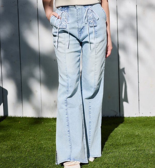  「【Denim Collection】レースアップデニムパンツ」|その他|