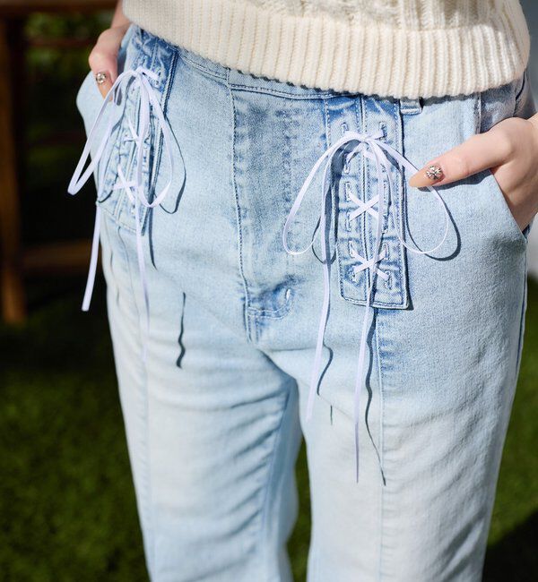  「【Denim Collection】レースアップデニムパンツ」|その他|