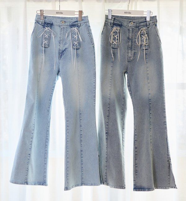  「【Denim Collection】レースアップデニムパンツ」|その他|