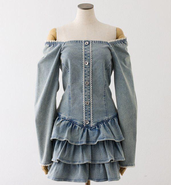  「【Denim Collection】ティアードミニワンピ」|ワンピース|