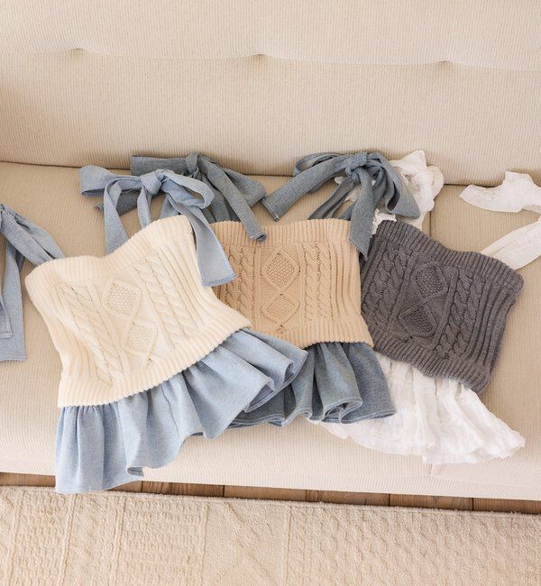  「【Denim Collection】肩リボンビスチェ」|シャツ・ブラウス|