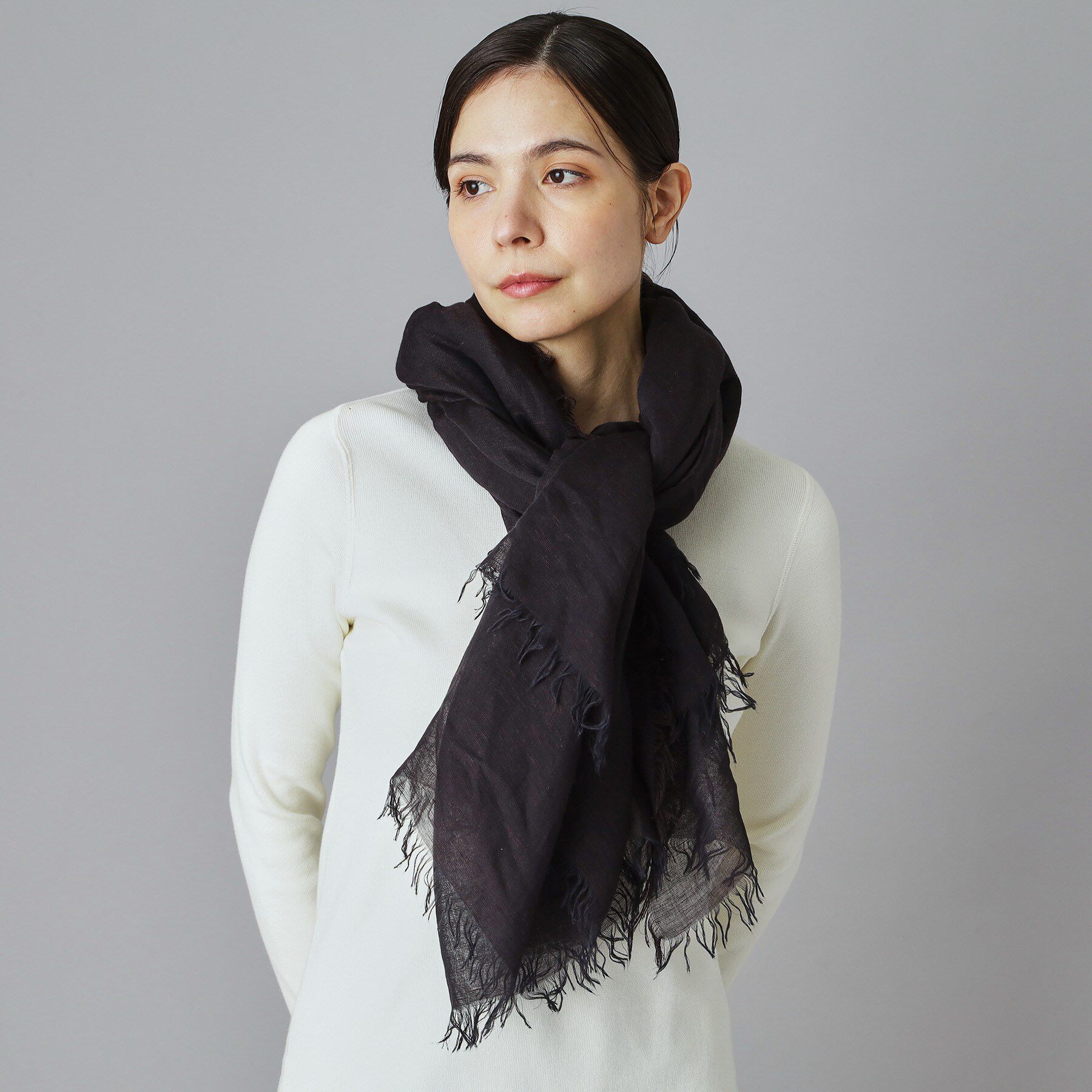 DRESSTERIOR「ASAUCE MELER（アソースメレ）リネンモダールシルクメランジュソリッドストール」|ストール|