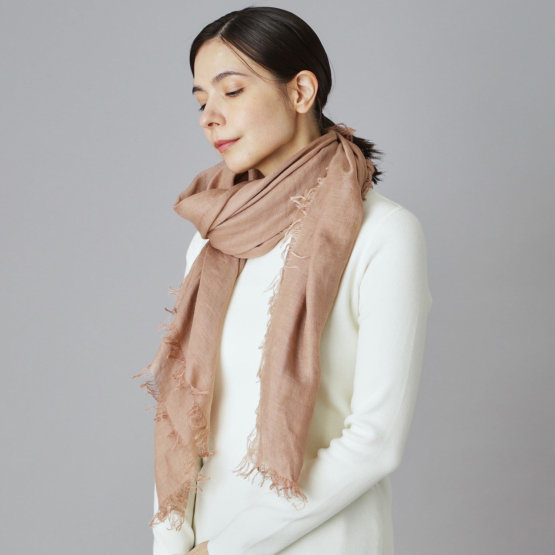 DRESSTERIOR「ASAUCE MELER（アソースメレ）リネンモダールシルクメランジュソリッドストール」|ストール|