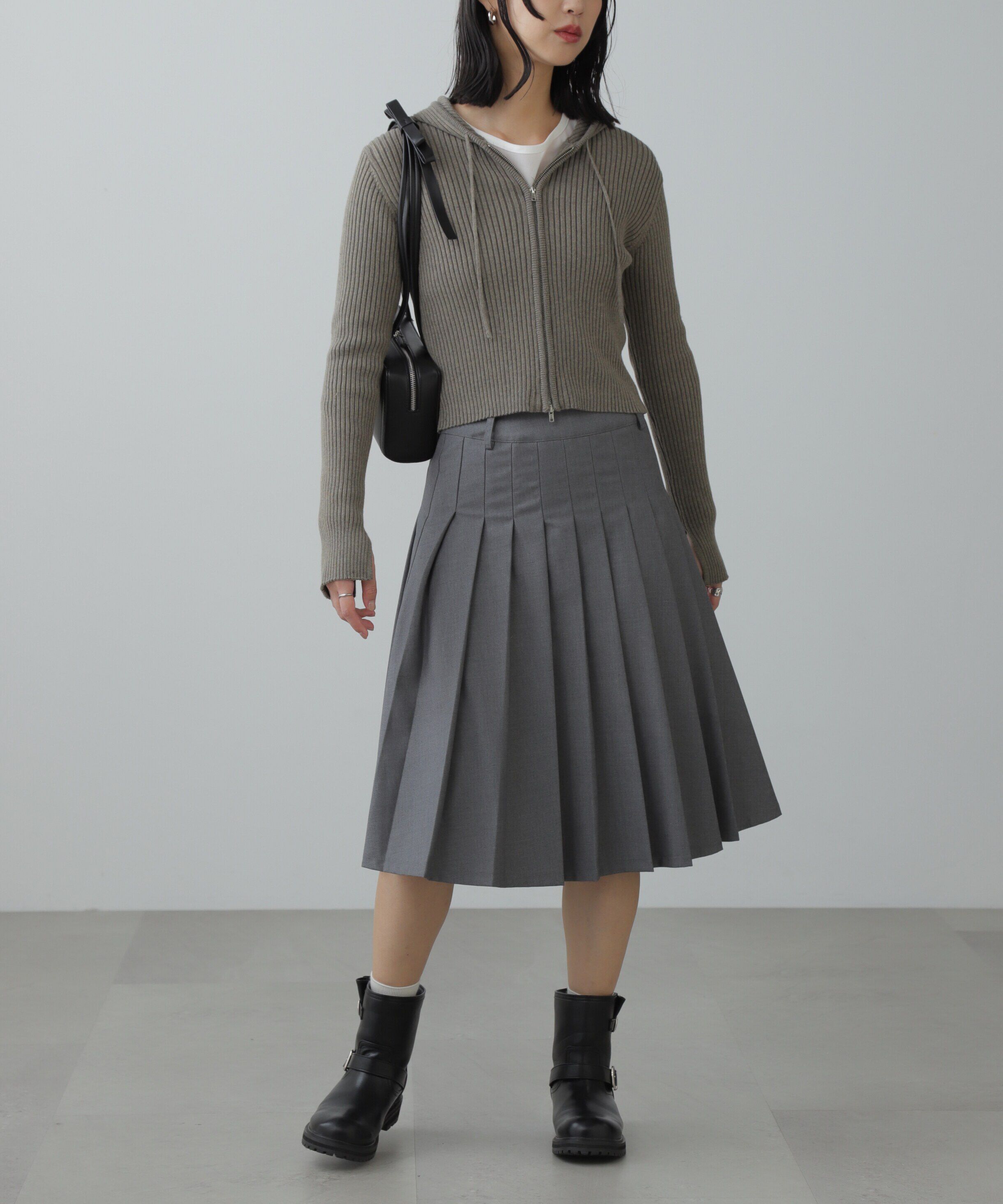  「配色リブショート丈ニットパーカー」|ニット・セーター|