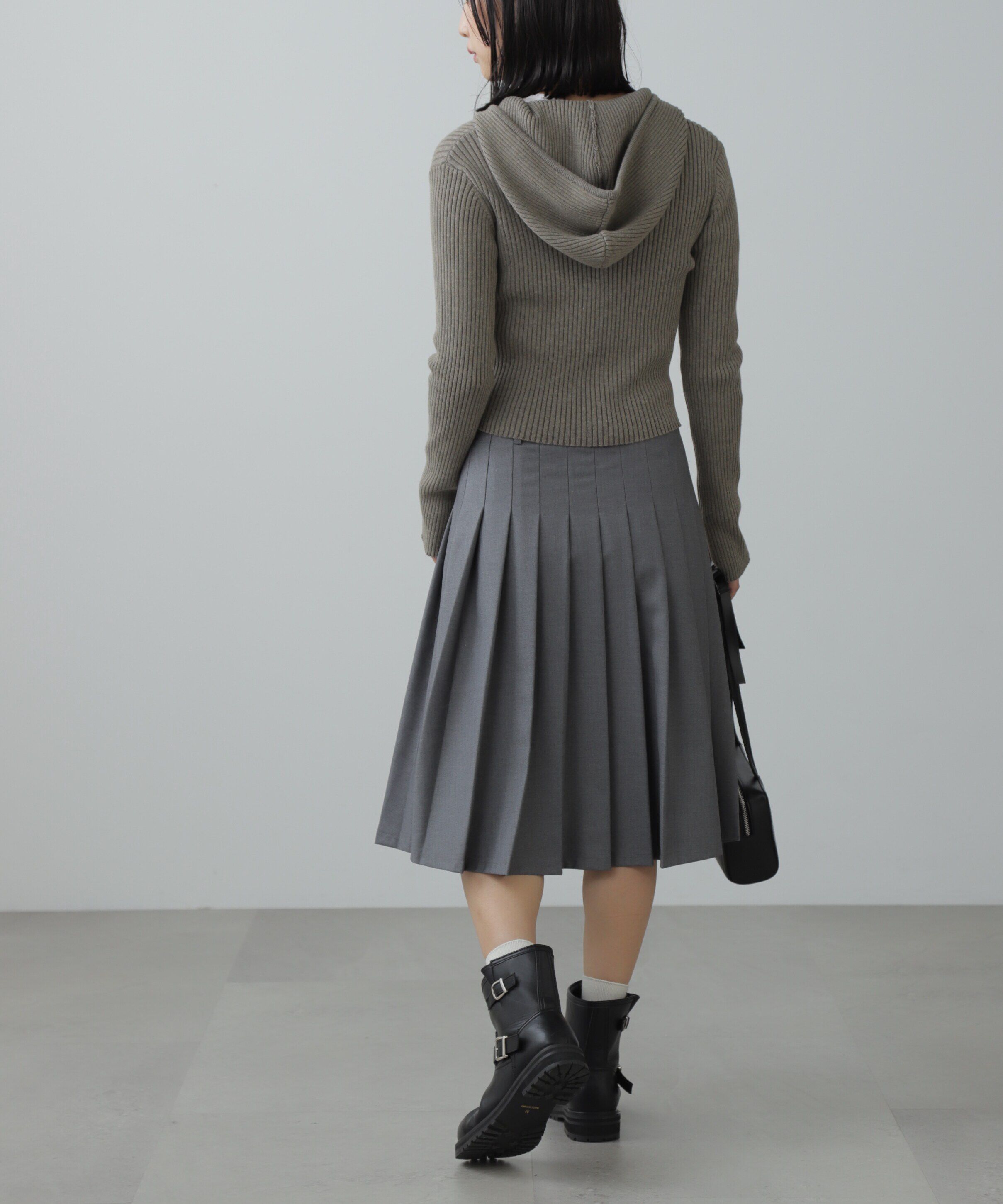  「配色リブショート丈ニットパーカー」|ニット・セーター|