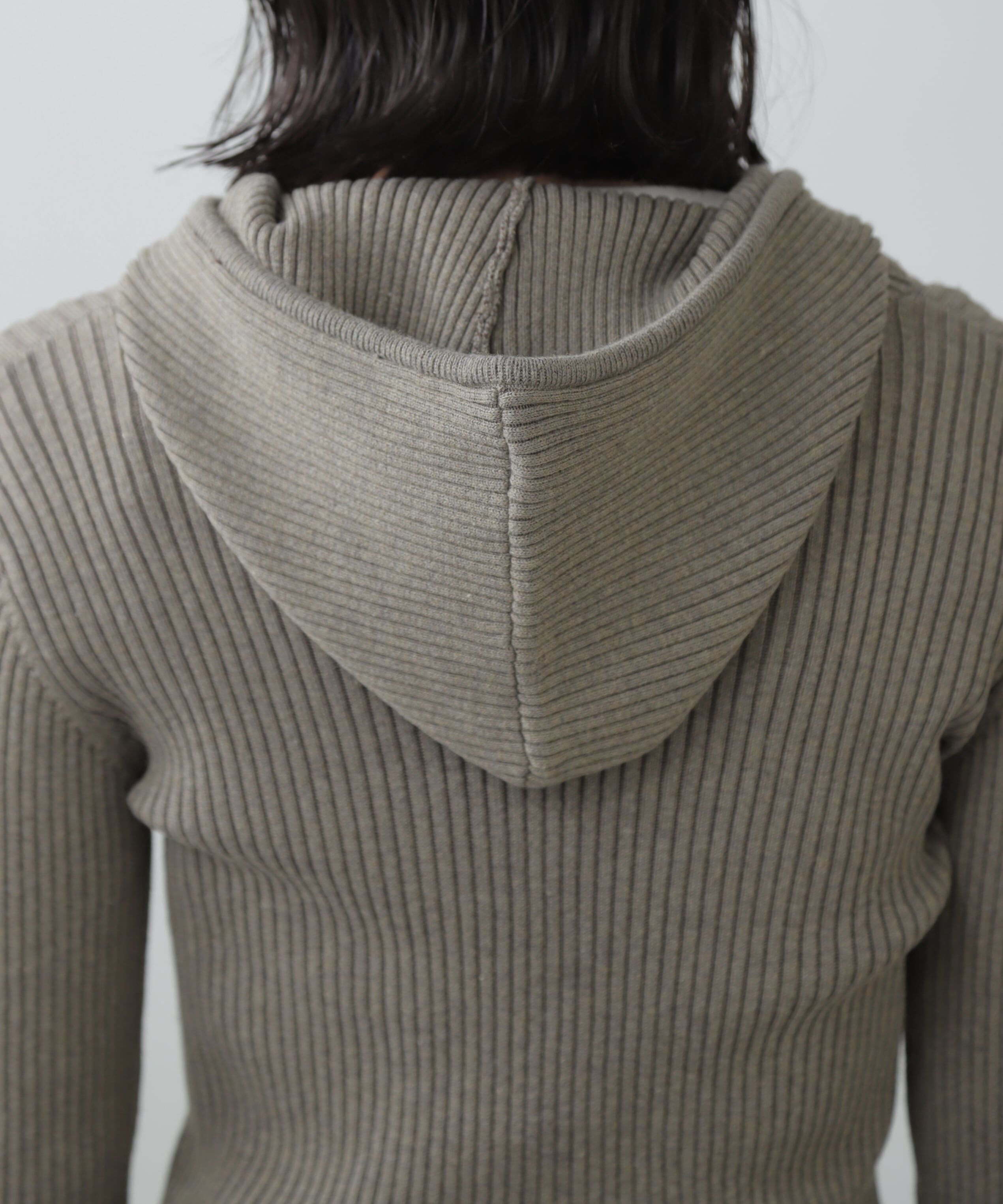  「配色リブショート丈ニットパーカー」|ニット・セーター|