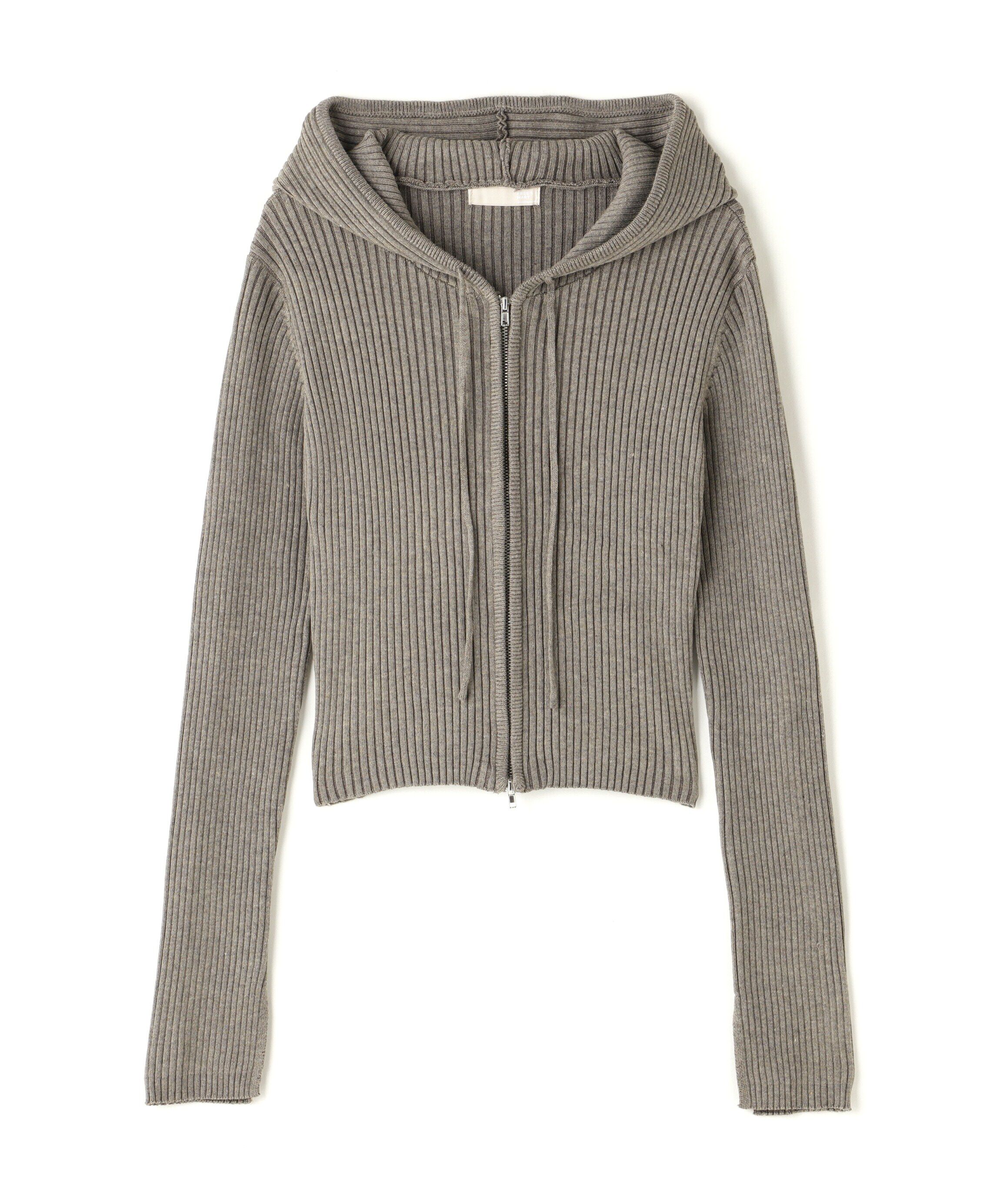  「配色リブショート丈ニットパーカー」|ニット・セーター|