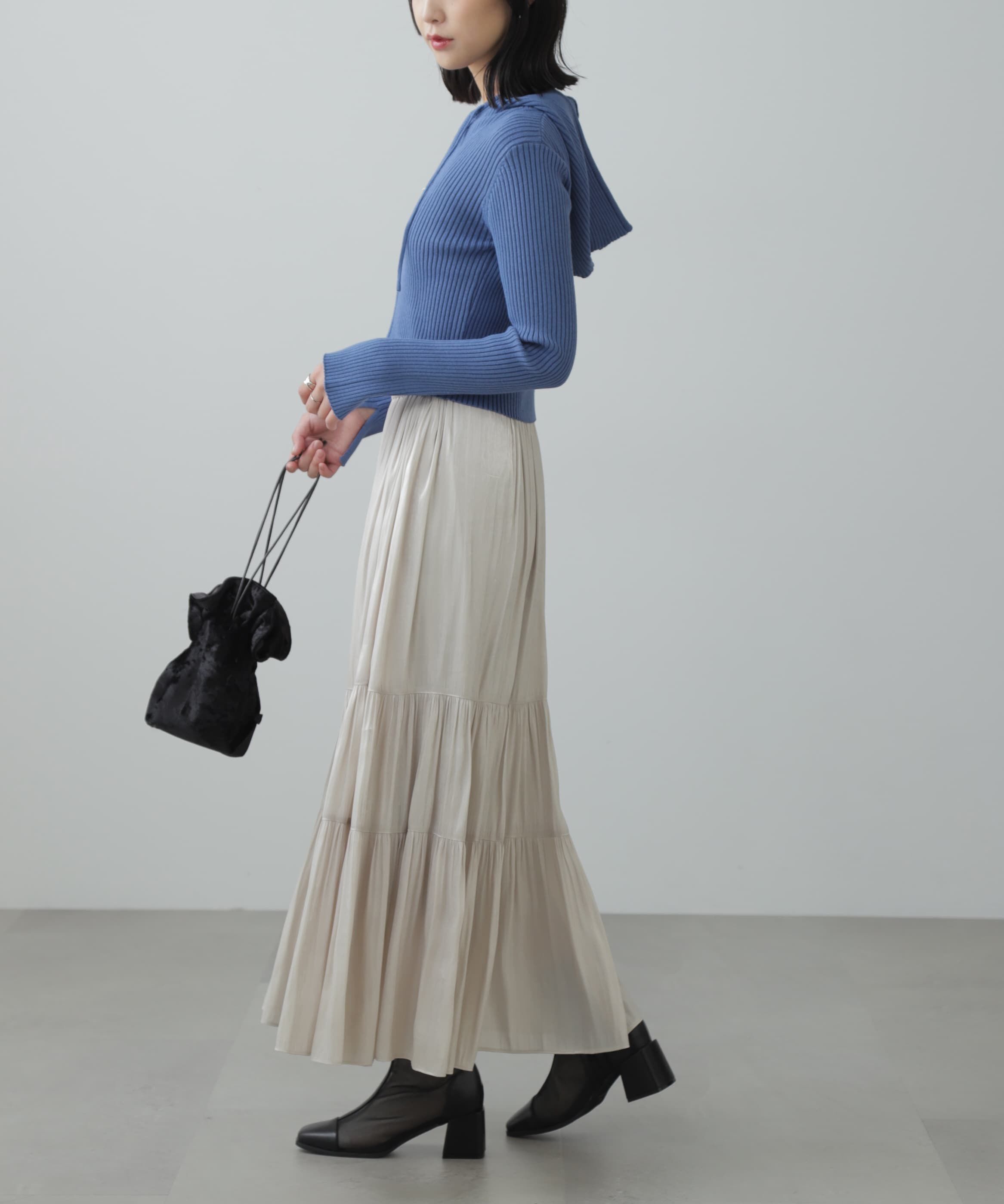  「配色リブショート丈ニットパーカー」|ニット・セーター|