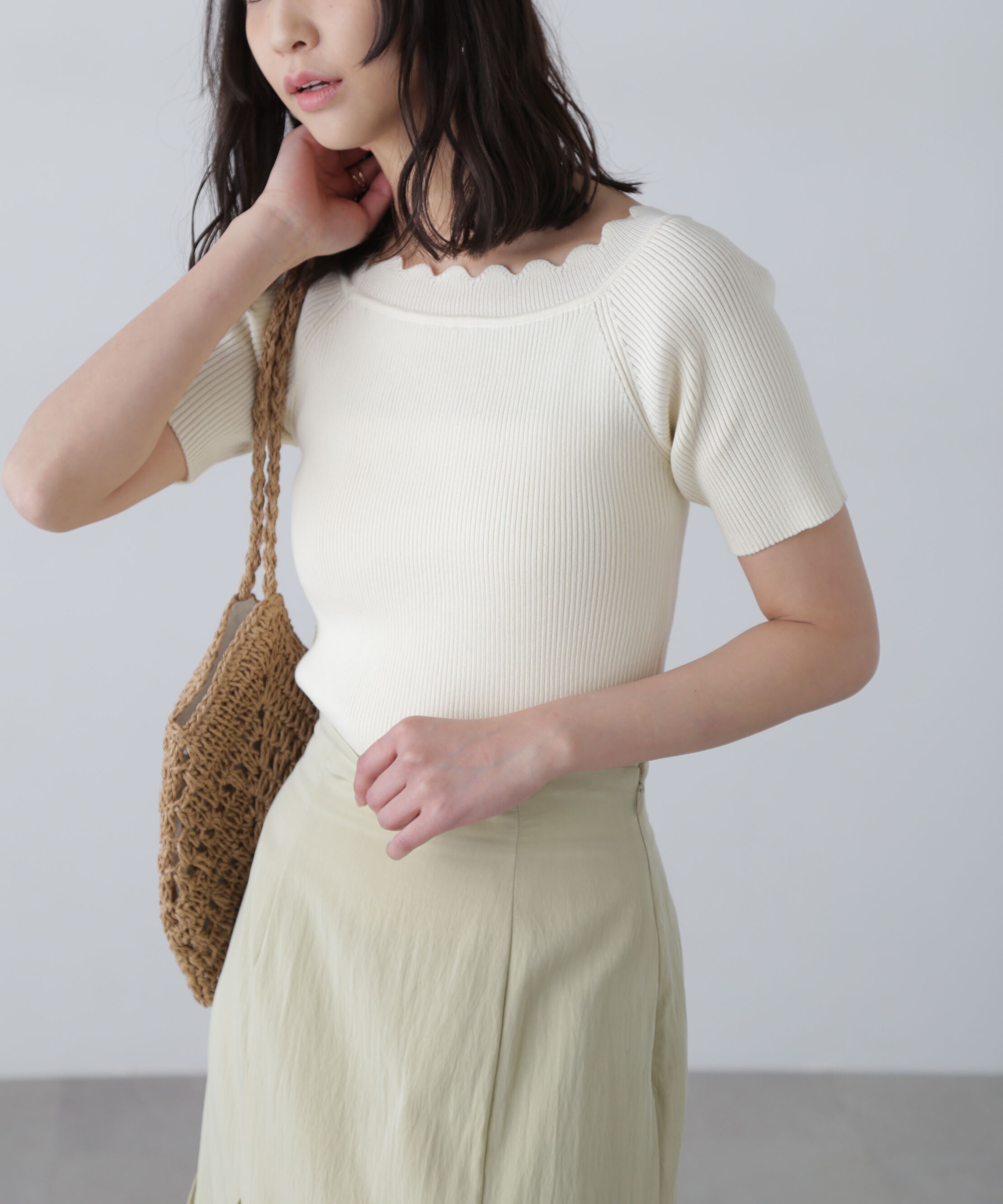  「２ＷＡＹオフショルスカラップニット」|ニット・セーター|