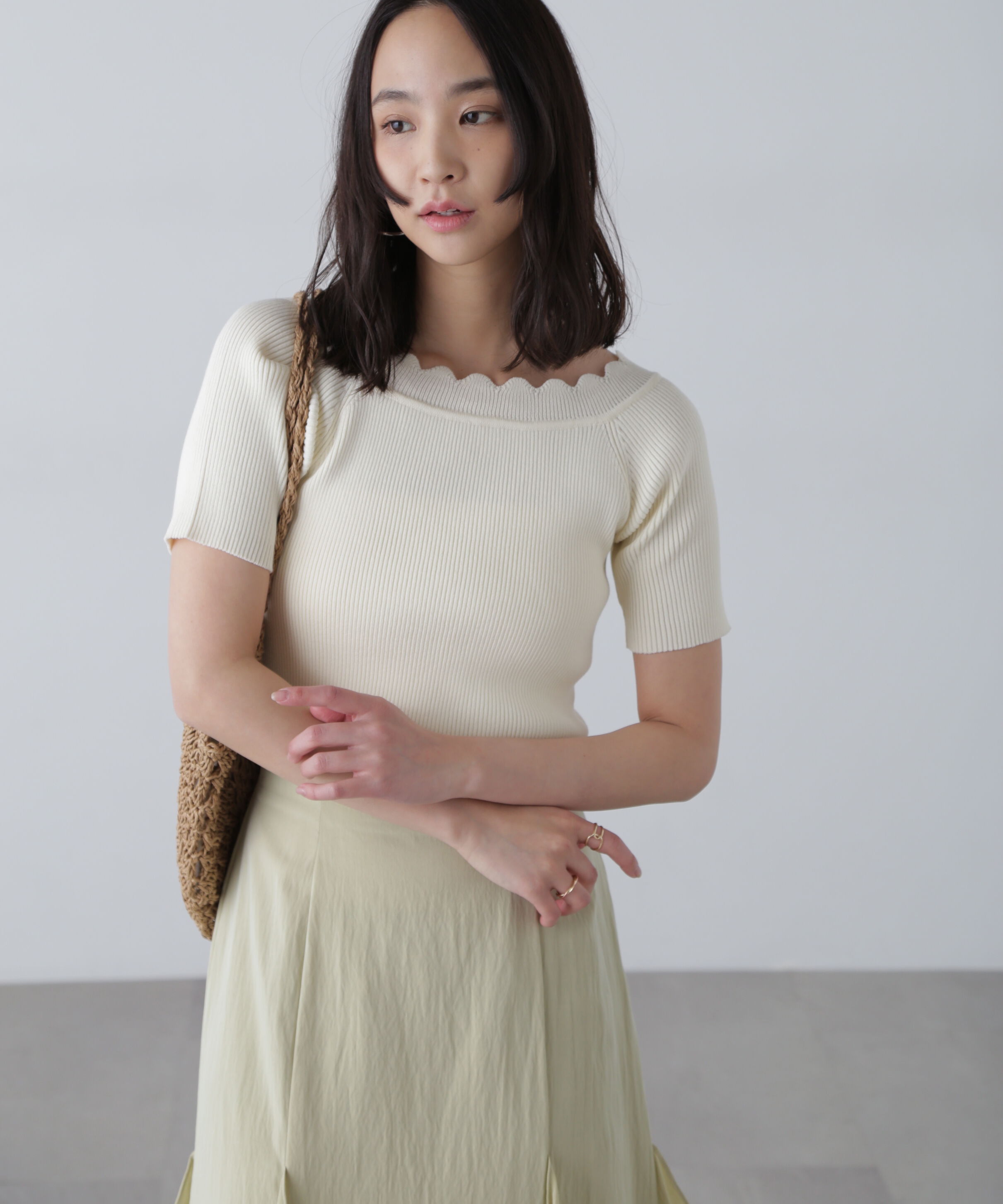  「２ＷＡＹオフショルスカラップニット」|ニット・セーター|