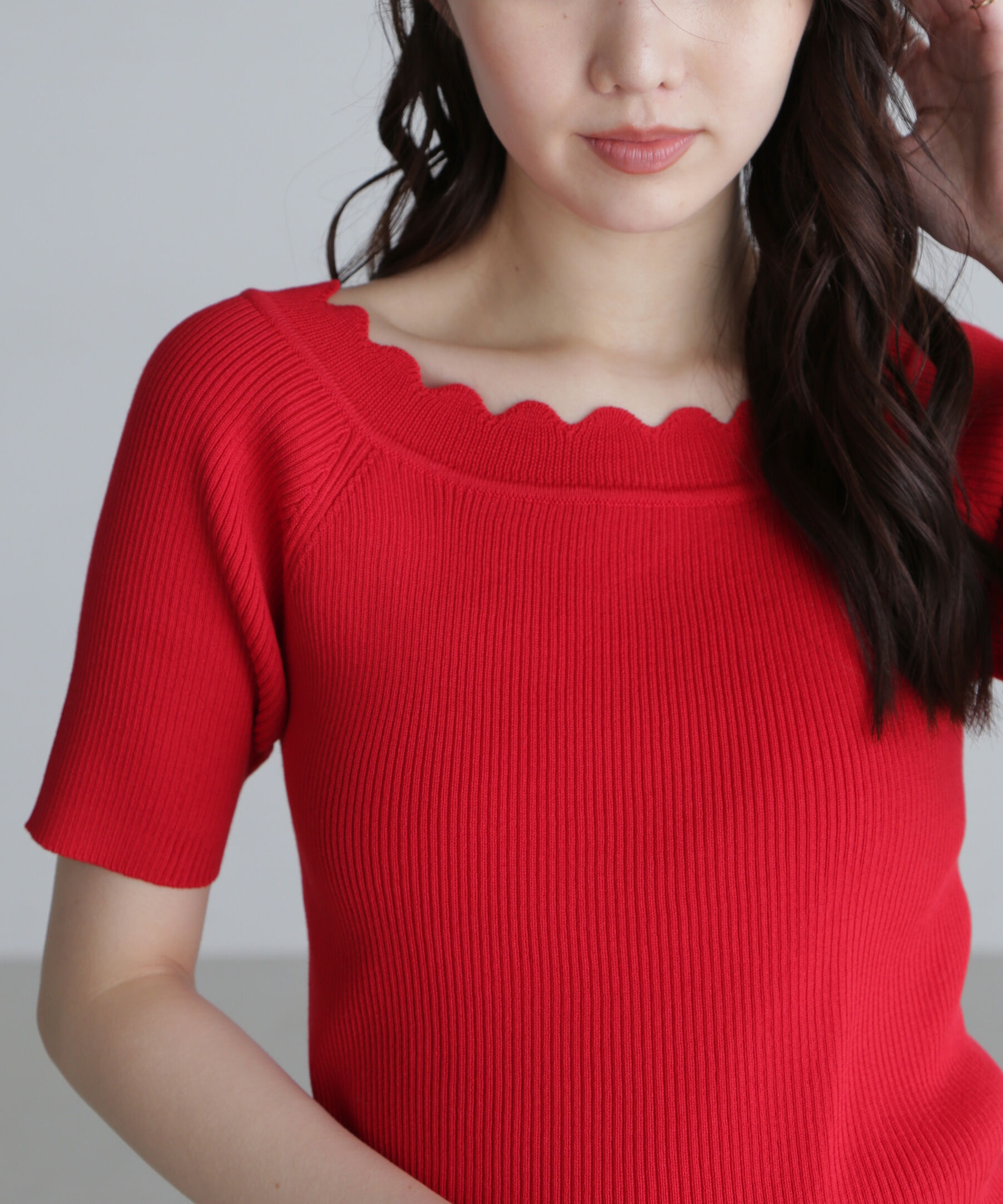  「２ＷＡＹオフショルスカラップニット」|ニット・セーター|