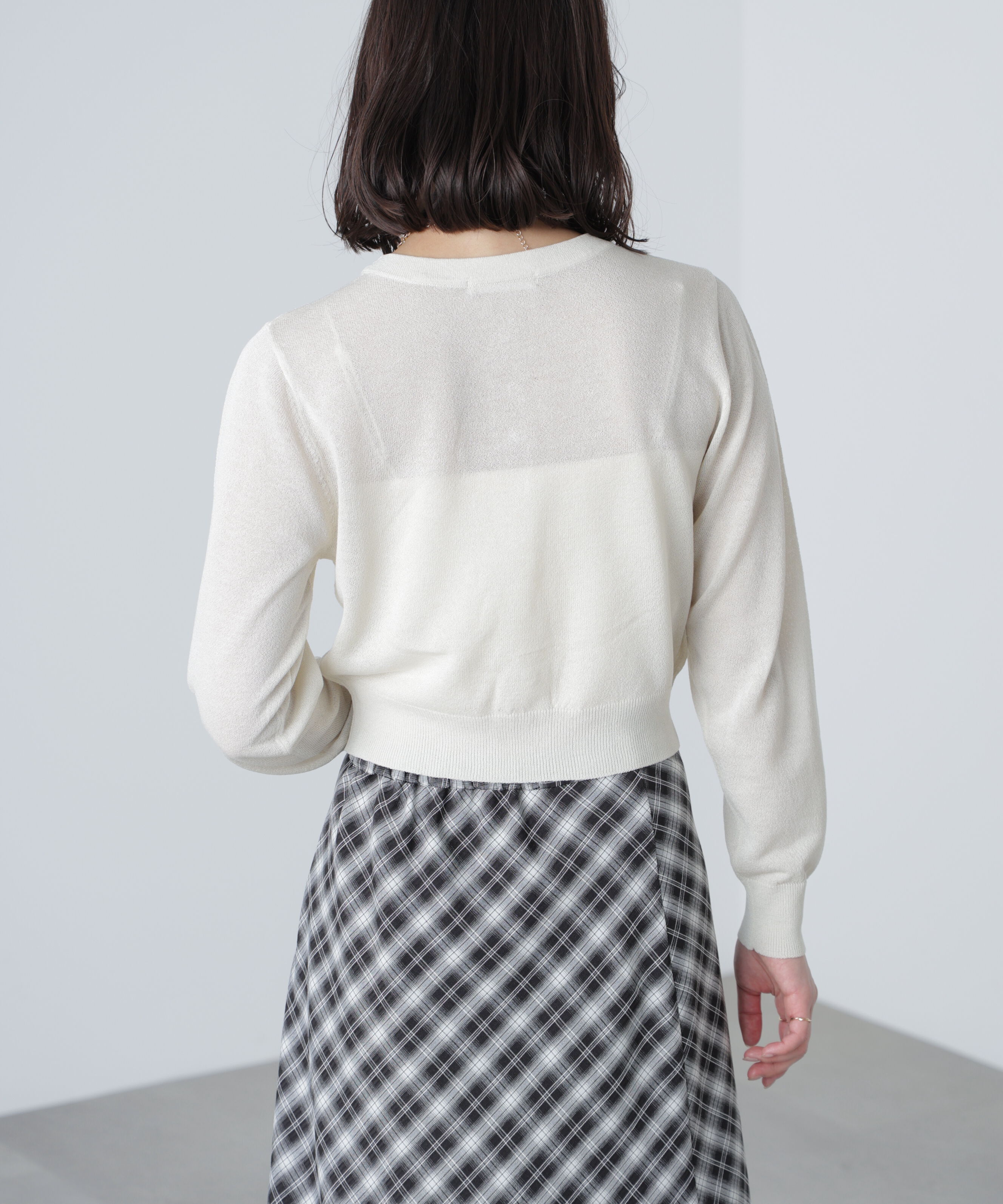  「ドットボタンクルーネックカーディガン」|ニット・セーター|