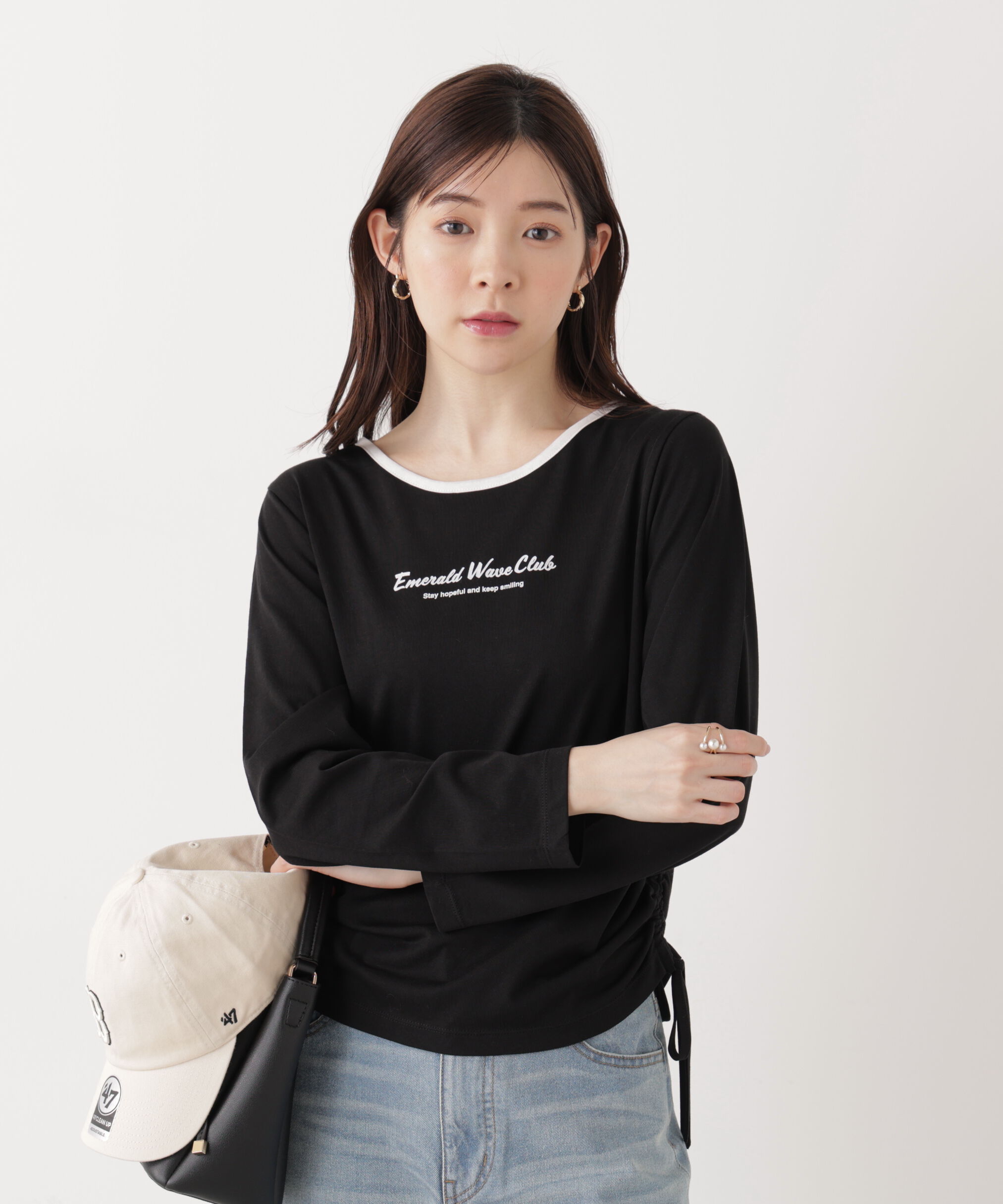 PROPORTION BODY DRESSING「〈a/mie〉ドロストシアートップス　　26SS」|Tシャツ・カットソー|ブラック