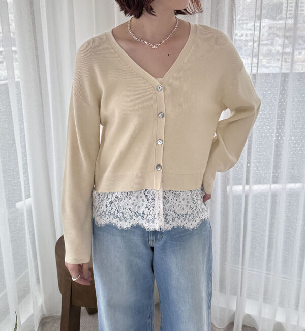 Doux archives「裾レースカーディガン」|カーディガン|
