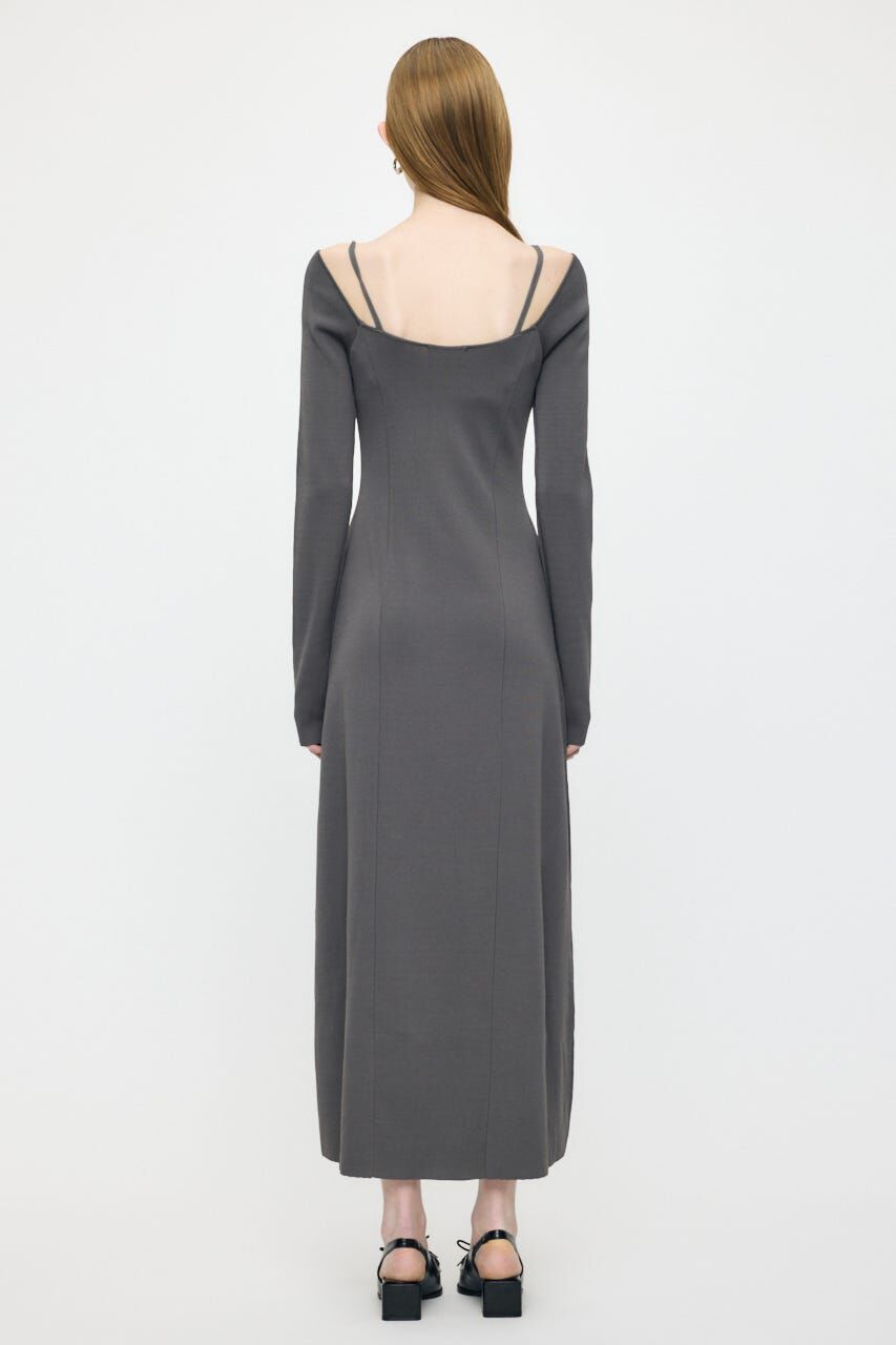 MOUSSY「OPEN NECK KNIT LONG ドレス」|ワンピース|